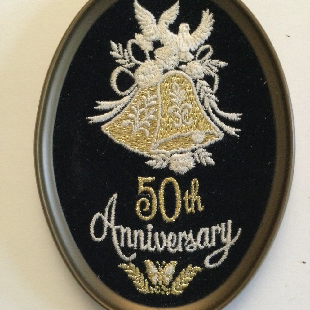Ecstacy giftware hand crafted in Canada 50th anniversary embroidery oval